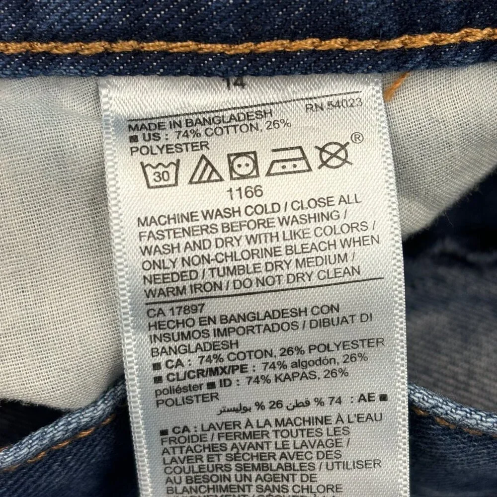 Old‎ Navy Adjustable Waist Straight Leg Boys size 14 Dark Wash Blue Denim Jeans